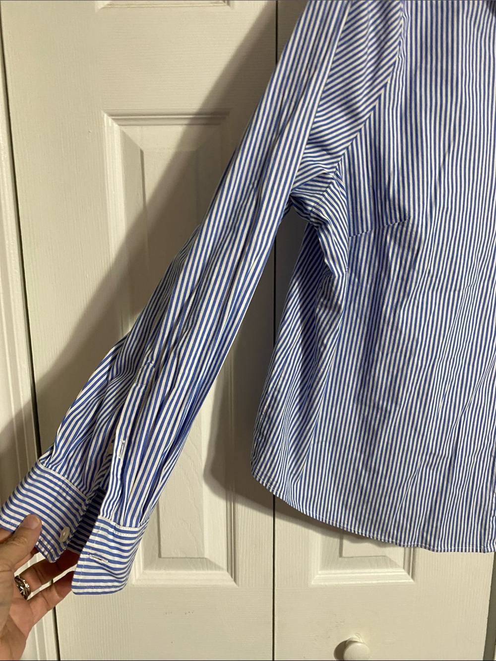 J.Crew cotton blend blue & white striped button down shirt top blouse size 3X - Picture 3 of 8